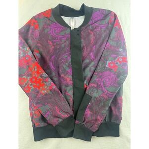 Fabletics Bomber Jacket Small Floral Print Full Zip Athleisure‎ Women's Size S